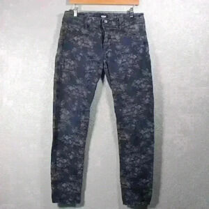 HUDSON 90s Collin Skinny Midrise Black Purple Floral Pants Women Size 30